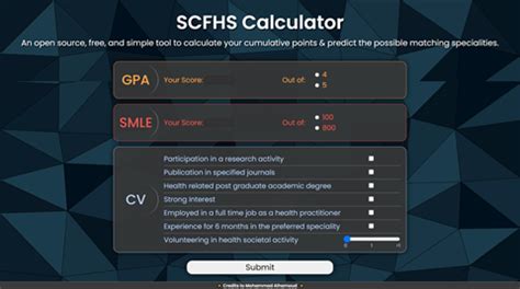 scfhs calculator